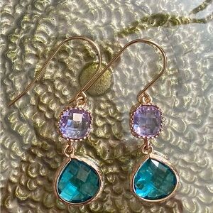 Chic Gold and Teal Drop Earrings